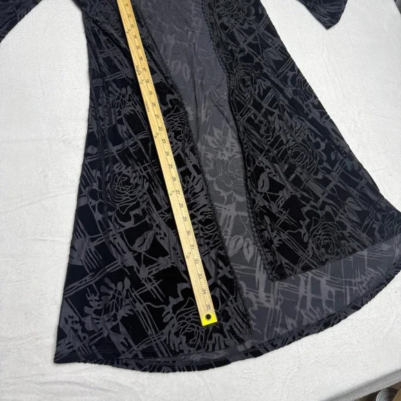 Maeve Anthropologie Velvet Burnout Kimono Cardigan Black Rose Geometric Duster M - Picture 8 of 9